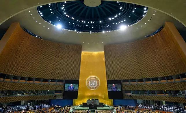 Algeria's Minister of Foreign Affairs Ahmed Attaf addresses the 81st session of the United Nations General Assembly at United Nations headquarters, Monday, Sept. 28, 2026. (AP Photo/Yuki Iwamura)