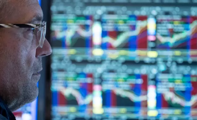 Specialist Anthony Matesic works on the floor of the New York Stock Exchange in New York, Friday, Aug. 21, 2026. (AP Photo/Yuki Iwamura)