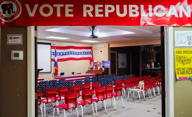 The Hidalgo County Republican Party Headquarters are seen, Wednesday, Sept. 16, 2026, in McAllen, Texas. (AP Photo/Julia Demaree Nikhinson)