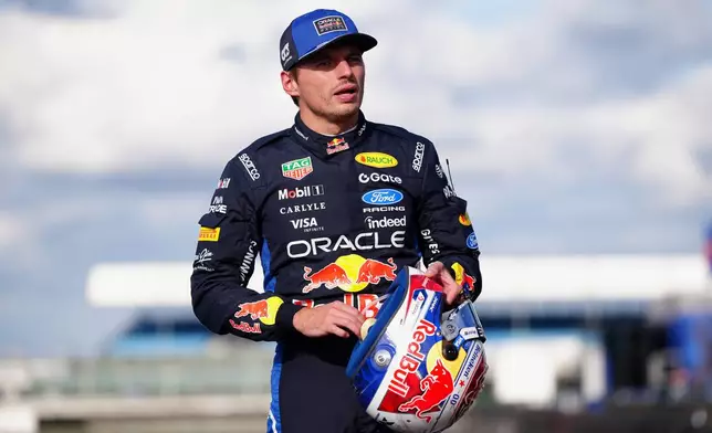 Red Bull's F1 driver Max Verstappen prepares for a practice lap in his go-kart ahead of the Max v 100 go-karting event at Silverstone, Wednesday, Sept. 16, 2026, in Towcester, England. (Bradley Collyer/PA via AP)