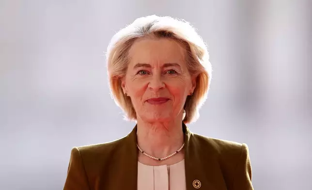 European Commission President Ursula von der Leyen arrives to attend the International Space Summit in Paris Thursday, Sept. 10, 2026. (Abdul Saboor/Pool Photo via AP)