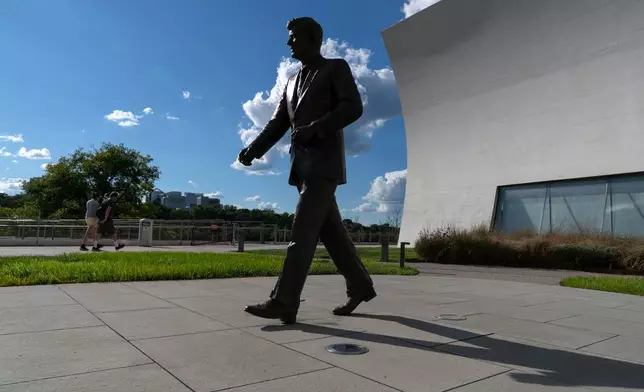 A sculpture of President John F. Kennedy is seen at The John F. Kennedy Center for the Performing Arts, Sunday, Sept. 6, 2026, in Washington. (AP Photo/Jose Luis Magana)