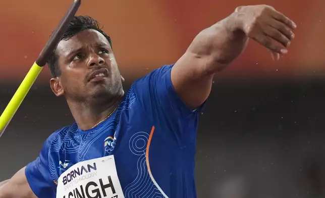 India's Yashvir Singh competes in the men's javelin throw final competes in the men's javelin throw final at the Asian Games in Nagoya, Japan, Monday, Sept. 28, 2026. (AP Photo/Lee Jin-man)