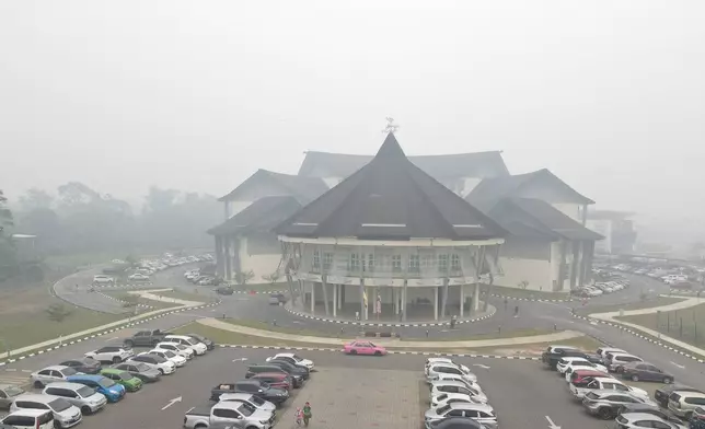 The Sarawak Government Administrative Centre in Serian is shrouded in thick haze on Friday, Sept 4, 2026. (AP Photo)
