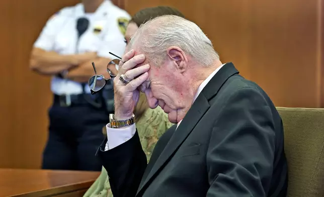 Defense attorney Kevin Reddington reacts to the judge's decision to declare a mistrial in the Lindsay Clancy murder trial on Friday, Sept. 4, 2026, in Plymouth, Mass. (Greg Derr/The Patriot Ledger via AP, Pool)