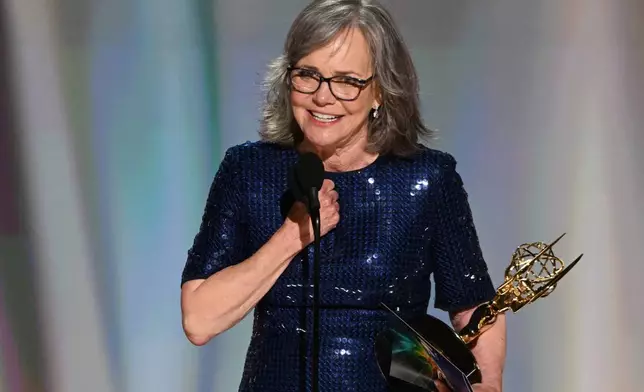 IMAGE DISTRIBUTED FOR THE TELEVISION ACADEMY - Sally Field accepts the Emmy for Outstanding Lead Actress in a Limited or Anthology Series or Movie for "Remarkably Bright Creatures" during the Television Academy's 78th Emmy Awards telecast at the Peacock Theater at L.A. LIVE on Monday, Sept. 14, 2026 in Los Angeles. (Photo by Phil McCarten/Invision for the Television Academy/AP Content Services)