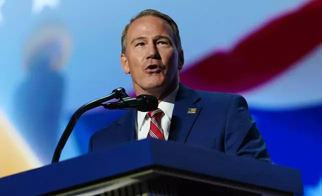 Sen. Jon Husted, R-Ohio, speaks at the Republican convention Wednesday, Sept. 9, 2026, in Dallas. (AP Photo/Julia Demaree Nikhinson)
