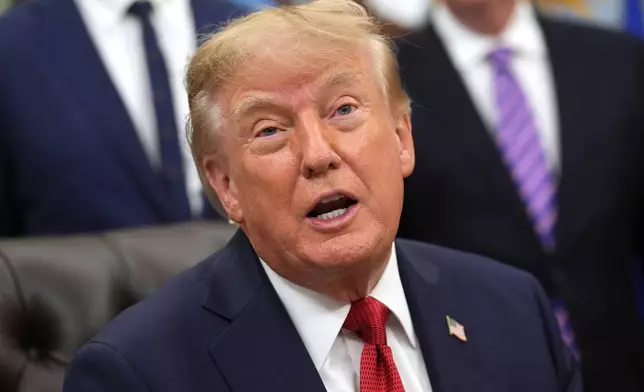 President Donald Trump speaks during an event about healthcare in the Oval Office of the White House, Friday Sept. 18, 2026, in Washington. (AP Photo/Jacquelyn Martin)