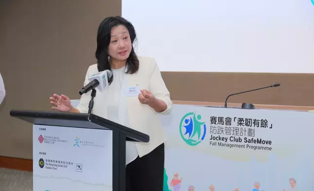Dr Laura Lo said that PolyU is committed to addressing societal needs and enhancing community well-being through world-leading research and innovative knowledge. He expressed heartfelt gratitude to The Hong Kong Jockey Club Charities Trust, the five partner NGOs and the research team from PolyU's Department of Rehabilitation Sciences for their dedication in building cross-sector collaboration platform that connects research, professional services and community networks for the benefit of older adults across Hong Kong. Photo source: PolyU