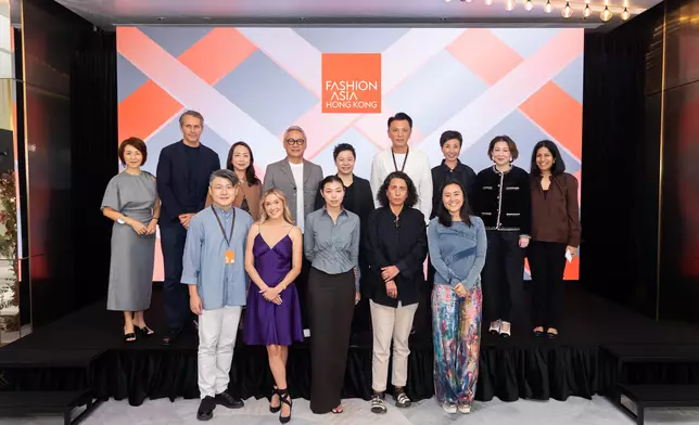 The third edition of Hong Kong Fashion Fest presented the flagship programme "Fashion Asia Hong Kong 2026" on September 4. Photo shows Vice Chairman of the Hong Kong Design Centre (HKDC) Dr Elita Lam (back row, third left); the Chairman of the HKDC, Mr Steve Leung (back row, fourth left); the Commissioner for Cultural and Creative Industries, Miss Drew Lai (back row, centre); Member of the Legislative Council (Textiles and Garment Functional Constituency), Mr Sunny Tan (back row, fourth right); the Executive Director of the HKDC, Ms Rainy Chan (back row, third right), and speakers of the Fashion Challenges Forum. Source: HKSAR Government Press Releases