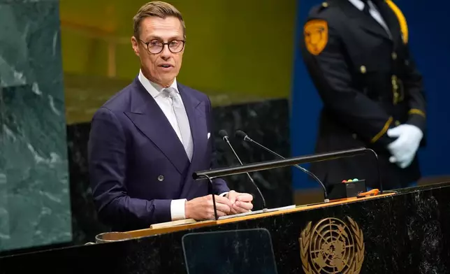 Finland's President Alexander Stubb speaks during the 81st session of the United Nations General Assembly at United Nations headquarters, Tuesday, Sept. 22, 2026. (AP Photo/Yuki Iwamura)