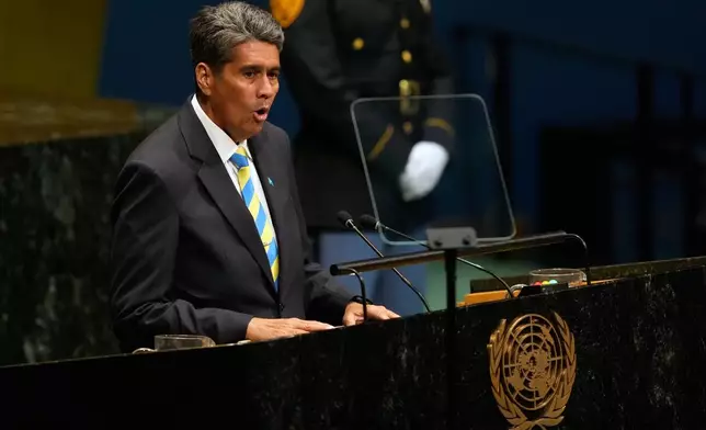 Palau's President Surangel Whipps Jr. speaks during the 81st session of the United Nations General Assembly at United Nations headquarters, Wednesday, Sept. 23, 2026. (AP Photo/Seth Wenig)
