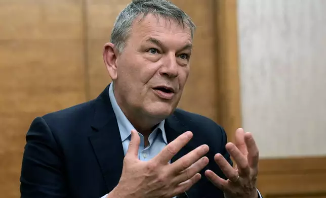 FILE - Commissioner-General of the U.N. agency for Palestinian Refugees Philippe Lazzarini speaks during an interview with The Associated Press in Beirut, Feb. 6, 2025. (AP Photo/Bilal Hussein, File)