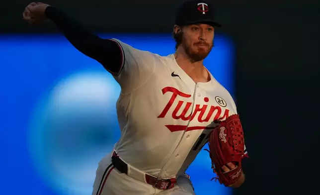 Minnesota Twins starting pitcher Bailey Ober (17) delivers during the first inning of a baseball game against the New York Yankees Tuesday, Sept. 15, 2026, in Minneapolis. (AP Photo/Abbie Parr)