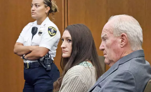 Lindsay Clancy looks at jurors as Judge Sullivan asks them to start deliberations for a sixth day during her murder trial on Thursday, Sept. 3, 2026, in Plymouth, Mass. (Greg Derr/The Patriot Ledger via AP, Pool)