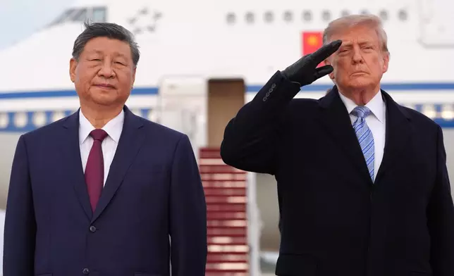 President Donald Trump and China's President Xi Jinping participate in an arrival ceremony at Joint Base Andrews, Md., Wednesday, Sept. 23, 2026.(AP Photo/Alex Brandon)