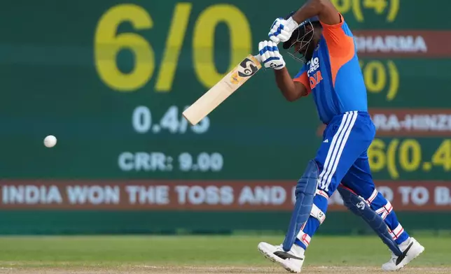 India's Sanju Samson bats against Japan during the Suzuki Cup T20 cricket match in Sano, Japan, Tuesday, Sept. 22, 2026, marking 75 years of diplomatic relations between the two countries. (AP Photo/Tomohiro Ohsumi)