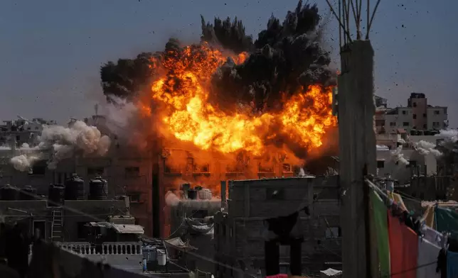 An explosion erupts following an Israeli airstrike in Gaza City, Wednesday, Sept. 9, 2026. (AP Photo/Jehad Alshrafi)