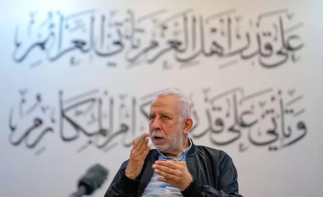 Islamic Jihad deputy Secretary General Mohammed al-Hindi talks during an interview with The Associated Press in Istanbul on Monday, Sept. 28, 2026. (AP Photo/Emrah Gurel)