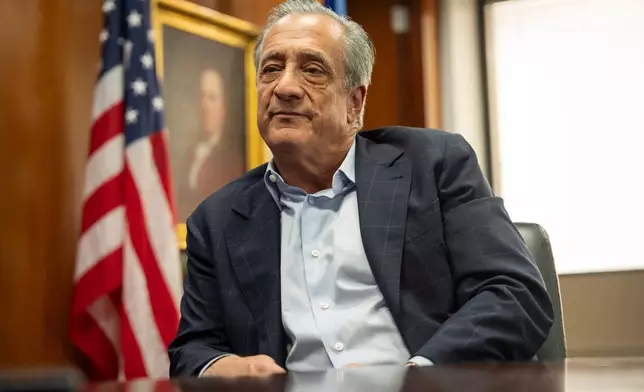 Postmaster General David Steiner speaks during an interview with The Associated Press at the United States Postal Service headquarters, Thursday, Sept. 17, 2026, in Washington. (AP Photo/Mark Schiefelbein)