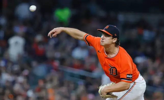 Detroit Tigers' Jackson Jobe pitches against the Pittsburgh Pirates during the second inning of a baseball game Friday, Sept. 25, 2026, in Detroit. (AP Photo/Duane Burleson)