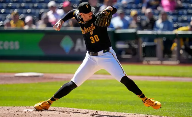 Pittsburgh Pirates pitcher Paul Skenes delivers during the first inning of a baseball game against the St. Louis Cardinals in Pittsburgh, Thursday, Sept. 24, 2026. (AP Photo/Gene J. Puskar)