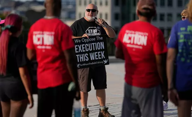 Abraham Bonowitz speaks during a March 4 Mercy protest against the death penalty at the Tennessee State Capitol, Sunday, Sept. 27, 2026, in Nashville, Tenn. ahead of the Sept. 30th scheduled execution of Christa Pike. (AP Photo/George Walker IV)