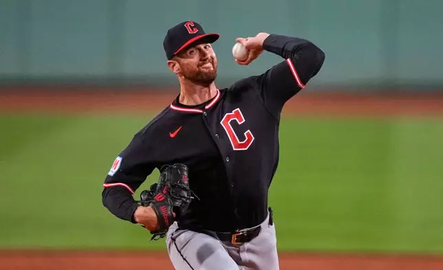 Cleveland Guardians starting pitcher Foster Griffin delivers during the first inning of a baseball game against the Boston Red Sox, Wednesday, Sept. 23, 2026, in Boston. (AP Photo/Charles Krupa)