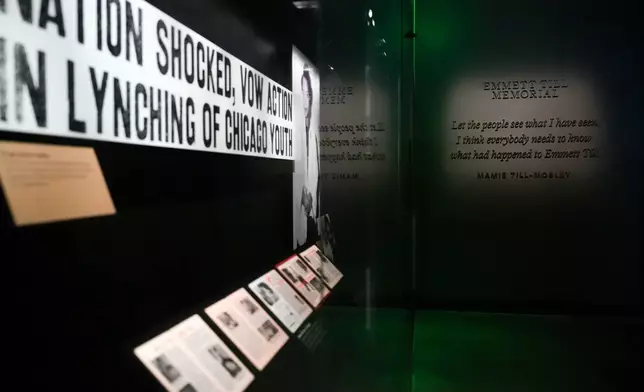 The entrance to an exhibit on Emmett Till is seen at the Smithsonian's National Museum of African American History and Culture, Wednesday, Sept. 23, 2026, in Washington. (AP Photo/Julia Demaree Nikhinson)