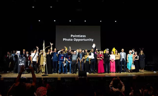 The Winners the Ig Nobel Prize pose for a group picture during the ceremony held in the Zurich Convention Center in Zurich, Switzerland, on Thursday, Sept. 3, 2026. (Claudio Thoma/Keystone via AP)