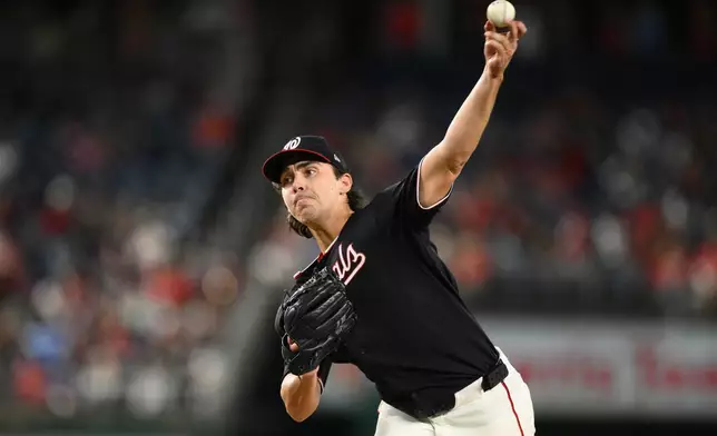 Washington Nationals pitcher Andrew Alvarez throws during the third inning of a baseball game against the New York Mets, Friday, Sept. 25, 2026, in Washington. (AP Photo/Nick Wass)