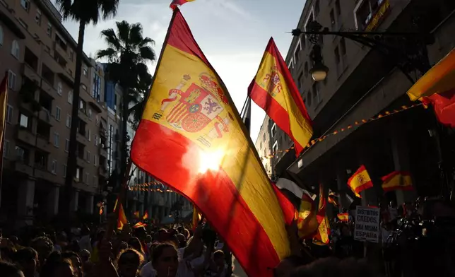Protesters march in support of Ceuta to mark the city's anniversary in the Spanish exclave of Ceuta, Wednesday, Sept. 2, 2026. (AP Photo/Francis González)