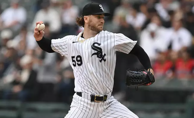 Chicago White Sox starter Sean Burke delivers a pitch during the first inning of a baseball game against the Detroit Tigers Saturday, Sept. 19, 2026, in Chicago. (AP Photo/Paul Beaty)
