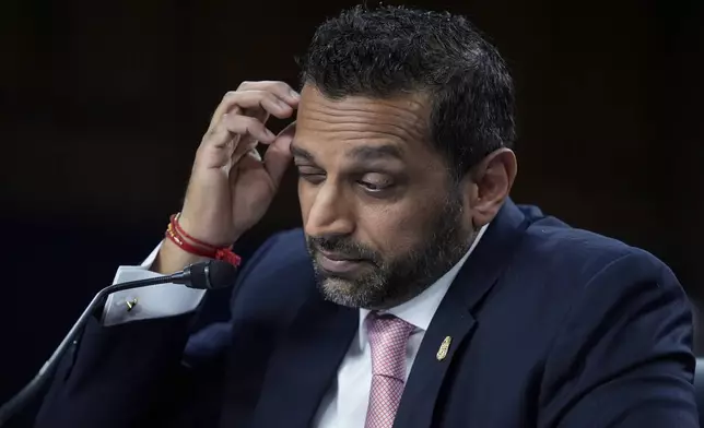 FBI Director Kash Patel testifies during the Senate Judiciary hearing on Oversight of the Federal Bureau of Investigation, Tuesday, Sept. 15, 2026 in Washington. (AP Photo/Manuel Balce Ceneta)