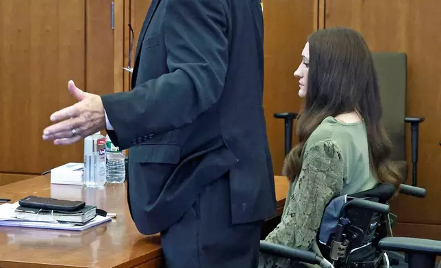 Lindsay Clancy sits as her lawyer, Kevin Reddington, asks for a one-hour stay to appeal after the jury in Clancy’s murder trial indicated it was unable to reach a verdict Friday, Sept. 4, 2026, in Plymouth, Mass. (Greg Derr/The Patriot Ledger via AP, Pool)