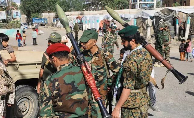 Yemen's Houthi rebels gather during a mobilization campaign in Sanaa, Yemen, Thursday, Sept. 10, 2026. (AP Photo)