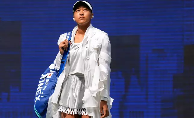 Naomi Osaka, of Japan, arrives ahead of a match against Katerina Siniakova, of the Czech Republic, during the second round of the U.S. Open tennis championships Thursday, Sept. 3, 2026, in New York. (AP Photo/Seth Wenig)