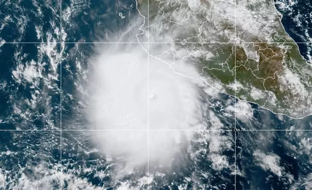 This photo provided by NOAA shows Hurricane Polo moving away from the southwestern coast of Mexico on Thursday, Sept. 24, 2026. (NOAA via AP)
