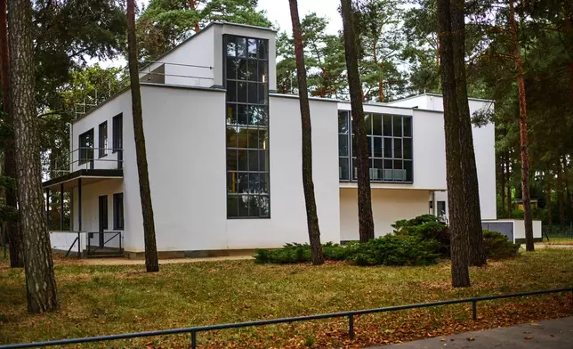 Kandinsky/Klee Master House at the former Bauhaus design school, which was called an "aberration of modernism" by Germany's far-right Alternative for Germany party, photographed in Dessau, Germany, Aug. 17, 2026. (AP Photo/Markus Schreiber)