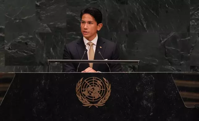 Foreign Minister Abdul Mateen of Brunei speaks during the 81st session of the United Nations General Assembly at United Nations headquarters, Saturday, Sept. 26, 2026. (AP Photo/Heather Khalifa)