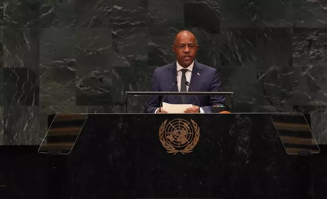 Prime Minister Francisco Avelino of Cabo Verde speaks during the 81st session of the United Nations General Assembly at United Nations headquarters, Saturday, Sept. 26, 2026. (AP Photo/Heather Khalifa)