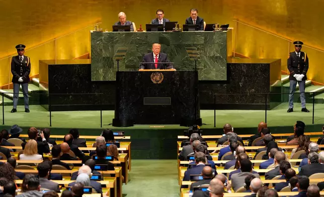 United States President Donald Trump speaks during the 81st session of the United Nations General Assembly at United Nations headquarters, Tuesday, Sept. 22, 2026. (AP Photo/Seth Wenig)