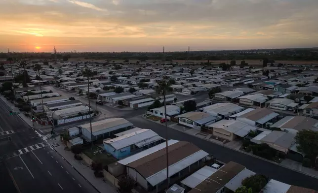 A mobile home park is seen in Bakersfield, Calif., Thursday, Aug. 20, 2026. (AP Photo/Jae C. Hong)