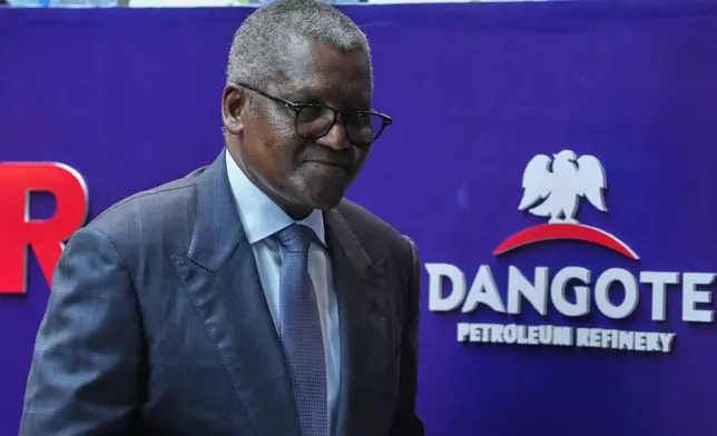 Nigerian industrialist Aliko Dangote, attends the Opening Gong Ceremony of the Dangote Refinery Initial Public Offer at the Nigeria Stock Exchange in Lagos, Nigeria, Monday, Sept. 14, 2026. (AP Photo/Sunday Alamba)