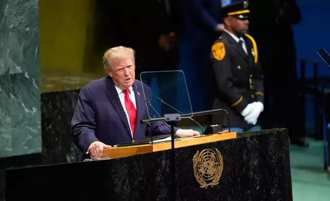 United States President Donald Trump speaks during the 81st session of the United Nations General Assembly at United Nations headquarters, Tuesday, Sept. 22, 2026. (AP Photo/Yuki Iwamura)