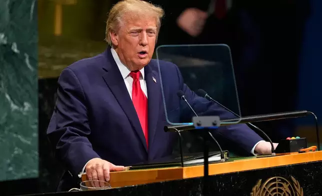 United States President Donald Trump speaks during the 81st session of the United Nations General Assembly at United Nations headquarters, Tuesday, Sept. 22, 2026. (AP Photo/Yuki Iwamura)