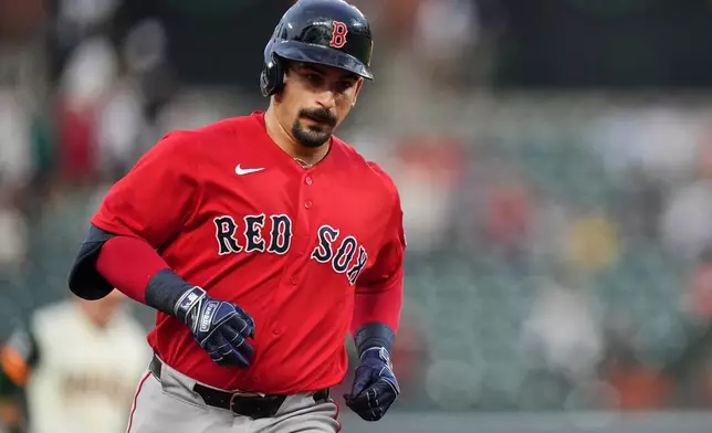 Boston Red Sox's Mickey Gasper rounds the bases after hitting a home run during the first inning of a baseball game against the Baltimore Orioles, Friday, Sept. 4, 2026, in Baltimore. (AP Photo/Stephanie Scarbrough)