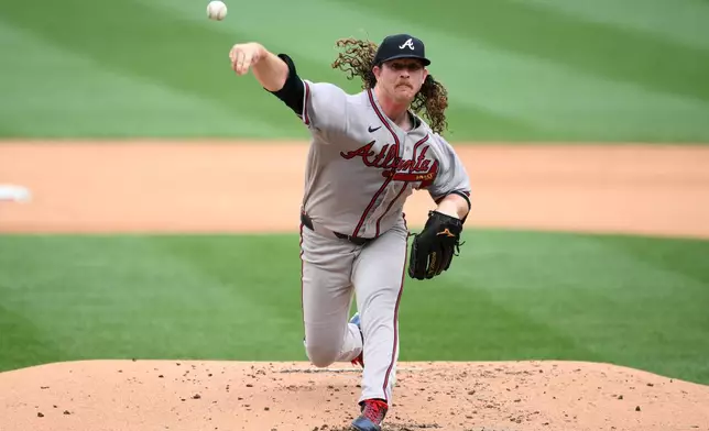Atlanta Braves pitcher Grant Holmes throws during the second inning of a baseball game against the Washington Nationals, Wednesday, Sept. 2, 2026, in Washington. (AP Photo/Nick Wass)