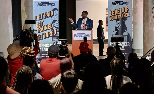 Memphis Mayor Paul Young delivers remarks at the NextUp901 launch event in Memphis, Tenn. on Thursday, September 10, 2026. Created to serve the approximately 45,000 young adults in Memphis who are currently out of school and out of work, NextUp901 offers internships, apprenticeships and career opportunities with leading Memphis employers.