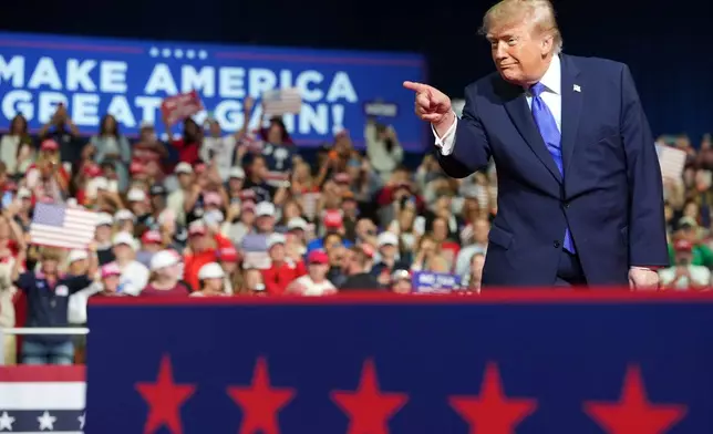 President Donald Trump arrives to speak during a campaign rally at Rock Hill Sports and Event Center, Thursday, Oct. 29, 2026, in Rock Hill, S.C. (AP Photo/Alex Brandon)
